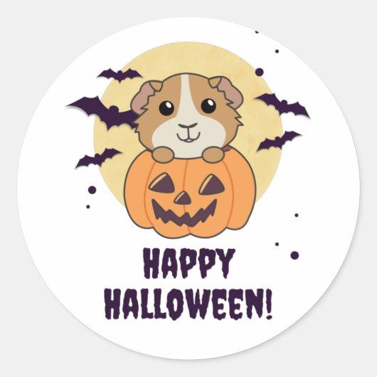 Guinea Pig Pumpkin Sweet Animals Happy Halloween C Runder Aufkleber (Vorderseite)