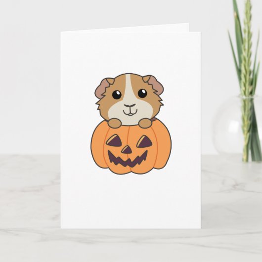Guinea Pig Pumpkin Sweet Animals Happy Halloween Karte (Vorderseite)
