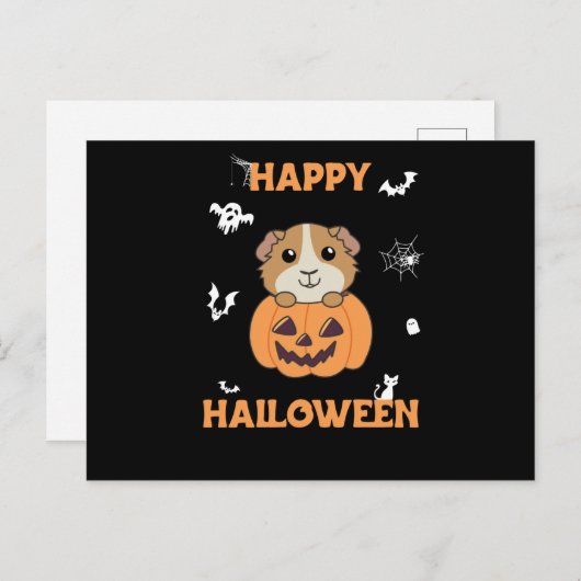 Guinea Pig Pumpkin Sweet Animals Happy Halloween Postkarte (Vorne/Hinten)