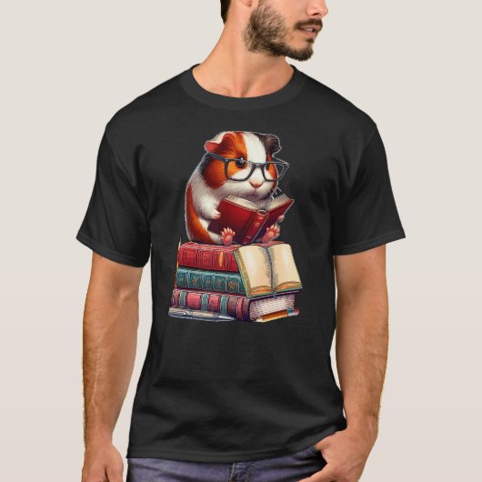 Guinea Pig Reading Books Matching Bookworm Readers T-Shirt (Vorderseite)