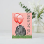 Guinea Pig Red Balloons Custom Geburtstag Einladung (Stehend Vorderseite)