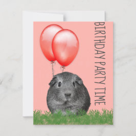 Guinea Pig Red Balloons Custom Geburtstag Einladung