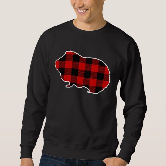 Guinea Pig Red Buffalo Plaid Cavy Matching PJ Fami Sweatshirt (Vorderseite)
