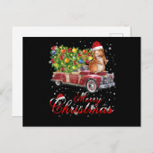 Guinea Pig Rides Red Truck Weihnachten Postkarte (Vorne/Hinten)