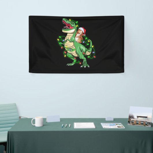 Guinea Pig Riding Weihnachtslicht T Rex Dinosaur Banner (Messeveranstaltung)