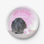 Guinea Pig Rosa Weißer Fußball Ball Custom Geburts Pappteller (Vorderseite)