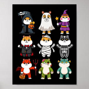 Guinea Pig Spooky Ghost Horror Pumpkin Guinea Schw Poster