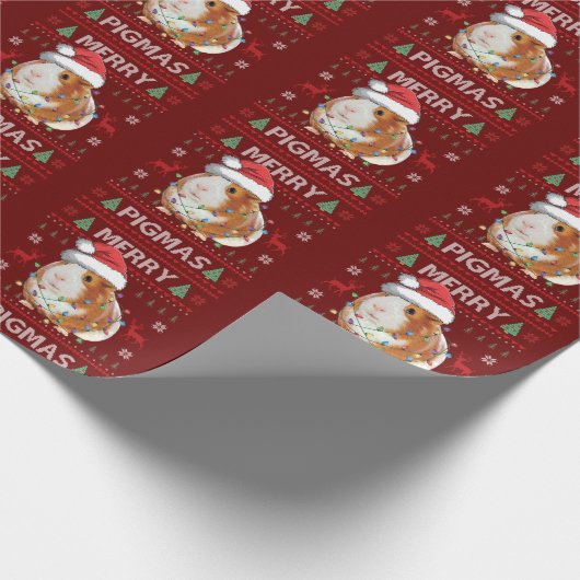 Guinea Pig Ugly Christmas Sweater Merry Pigmas Geschenkpapier (Ecke)