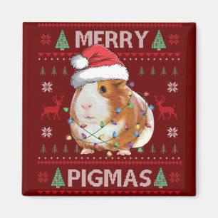 Guinea Pig Ugly Weihnachts Sweater Merry Pigmas Magnet