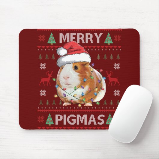 Guinea Pig Ugly Weihnachts Sweater Merry Pigmas Mousepad (Mit Mouse)