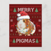 Guinea Pig Ugly Weihnachts Sweater Merry Pigmas Postkarte (Vorderseite)