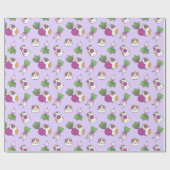 Guinea Pig und Radish in Lavendel Pattern Geschenkpapier (Flach)