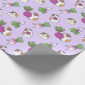 Guinea Pig und Radish in Lavendel Pattern Geschenkpapier (Ecke)