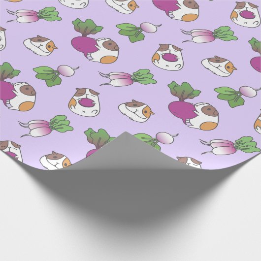 Guinea Pig und Radish in Lavendel Pattern Geschenkpapier (Ecke)