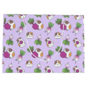 Guinea Pig und Radish in Lavendel Pattern Große Geschenktüte (Rückseite)