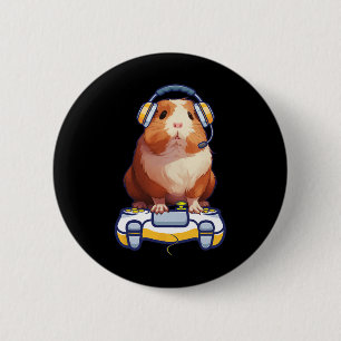 Guinea Pig und Video Gamer Lover Fluffy Cavy Gamer Button