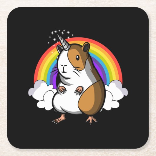 Guinea Pig Unicorn Rechteckiger Pappuntersetzer (Vorderseite)