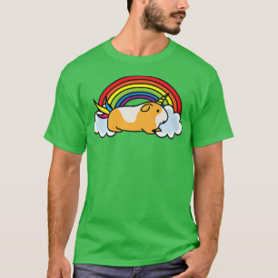 Guinea Pig Unicorn Regenbogen Wolken glücklich Pos T-Shirt