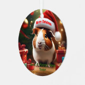 Guinea Pig Weihnachtsgrüßen, Ornament Aus Metall (Vorderseite links)