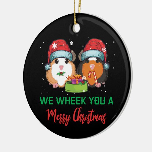 Guinea Pig Wheek ein frohes Weihnachtsfest Keramik Ornament (Links)