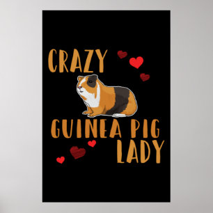Guinea Pig Womens Crazy Guinea Pig Lady Poster