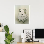 Guinea Pig Zeichnend - Kunstdruck Poster (Heimbüro)