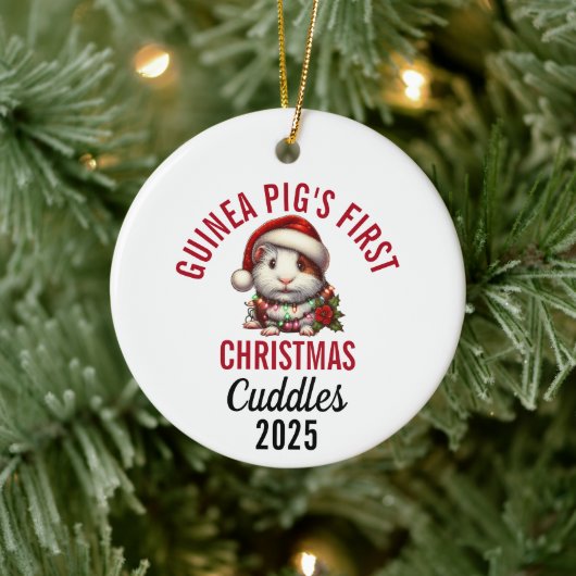 Guinea Pig's First Christmas 2025 Keramik Ornament (Baum)