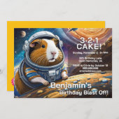 Guinea Pigs in Space, Countdown to Cake Birthday I Einladung (Vorne/Hinten)