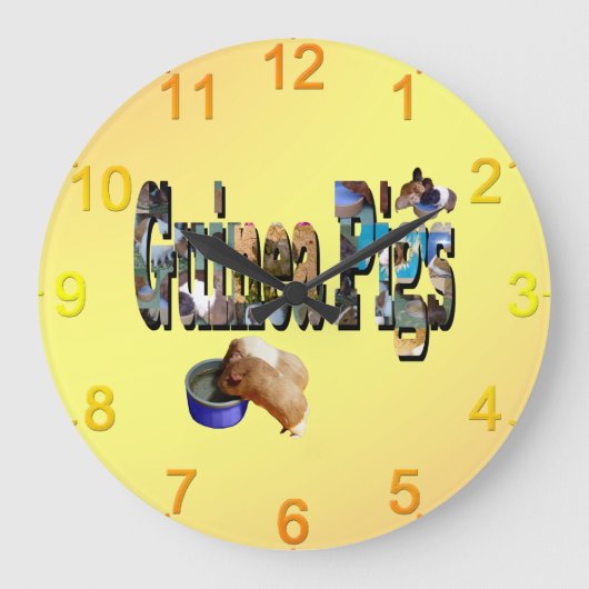 Guinea Pigs Is The Word, Lge Wall Clock Große Wanduhr (Vorderseite)