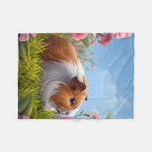 Guinea Pig's Pink Blume Paradies Fleecedecke (Vorderseite (Horizontal))