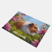 Guinea Pig's Pink Blume Paradies Fußmatte (Schrägansicht)
