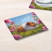 Guinea Pig's Pink Blume Paradies Rechteckiger Pappuntersetzer (angewinkelt)