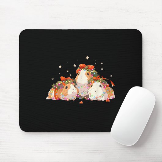 Guinea Pigs Tangled Up In Christmas Lights Guinea  Mousepad (Mit Mouse)