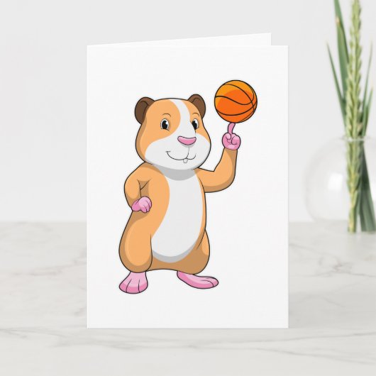 Guinea Schwein als Basketballspieler mit Basketbal Karte (Vorderseite)