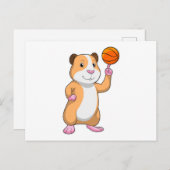 Guinea Schwein als Basketballspieler mit Basketbal Postkarte (Vorne/Hinten)