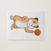 Guinea Schwein als Basketballspieler mit Basketbal Puzzle (Horizontal)