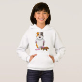 Guinea Schwein als Skater mit Skateboard Hoodie (Vorne ganz)