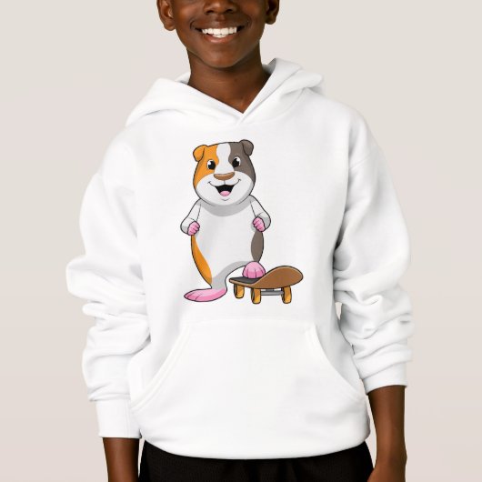 Guinea Schwein als Skater mit Skateboard Hoodie (Vorderseite)