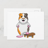 Guinea Schwein als Skater mit Skateboard Postkarte (Vorne/Hinten)