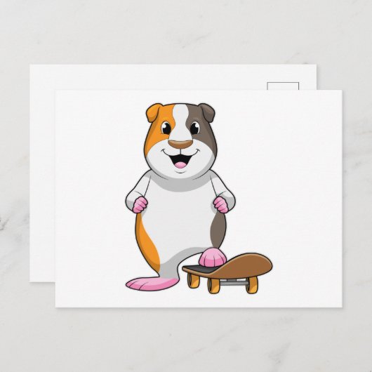 Guinea Schwein als Skater mit Skateboard Postkarte (Vorne/Hinten)