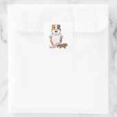 Guinea Schwein als Skater mit Skateboard Quadratischer Aufkleber (Tasche)