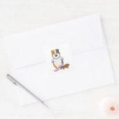 Guinea Schwein als Skater mit Skateboard Quadratischer Aufkleber (Umschlag)