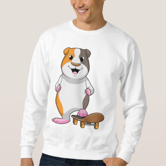 Guinea Schwein als Skater mit Skateboard Sweatshirt (Vorderseite)