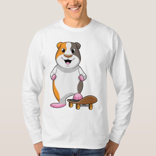 Guinea Schwein als Skater mit Skateboard T-Shirt (Vorderseite)
