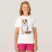 Guinea Schwein als Skater mit Skateboard T-Shirt (Vorne ganz)
