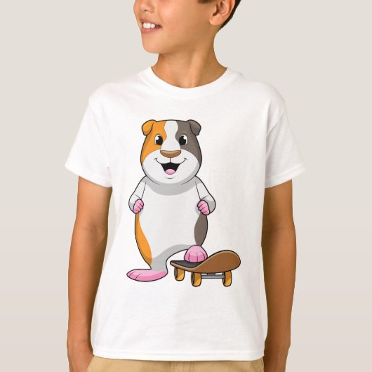 Guinea Schwein als Skater mit Skateboard T-Shirt (Vorderseite)