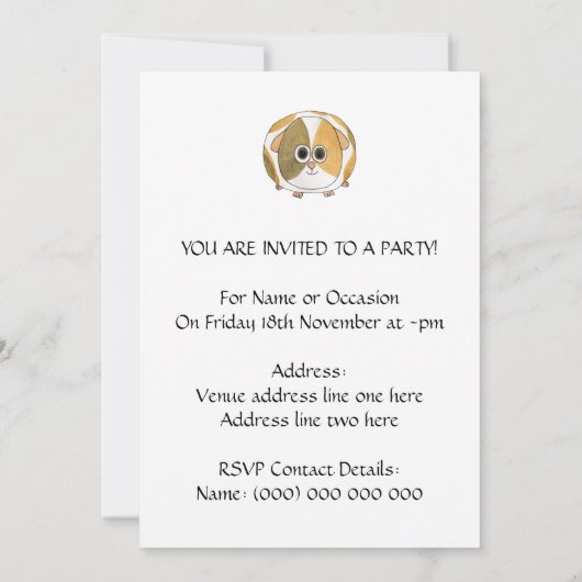 Guinea Schwein. Einladung (Rückseite)