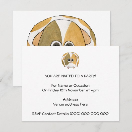 Guinea Schwein. Einladung (Vorne/Hinten)