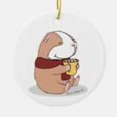 Guinea Schwein genießt ein heißes Getränk Keramik Ornament (Vorne)