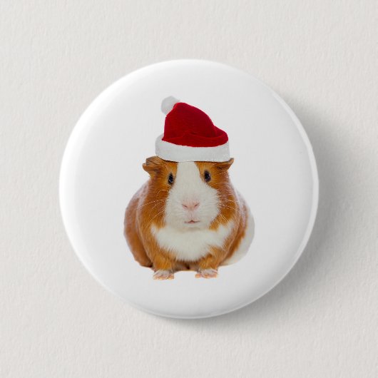 Guinea Schwein im Hut des Weihnachtsmannes Button (Vorderseite)